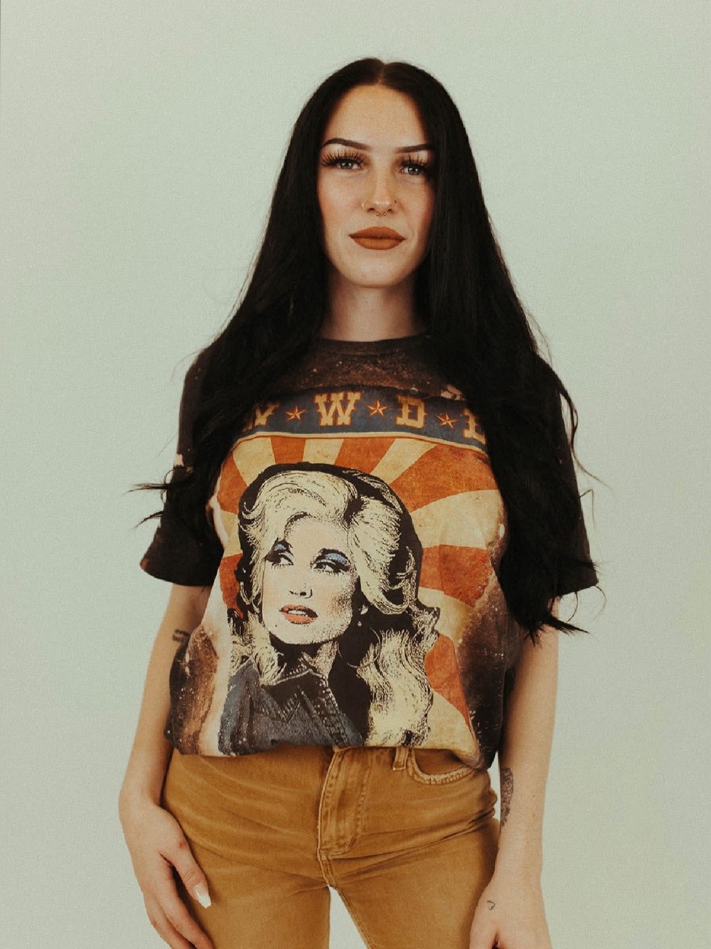 Women’s Graphic Black Tshirt with Vintage Print WWDD Dolly XS-3X
